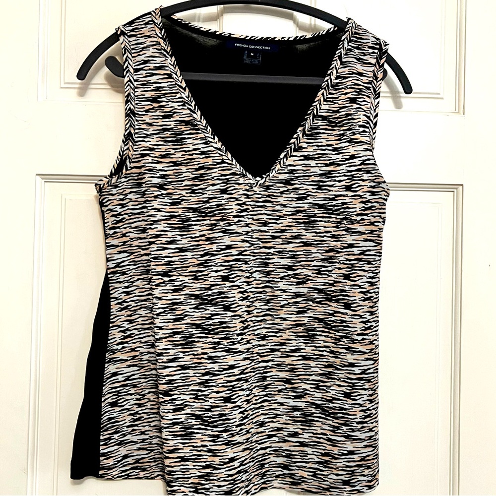 Pretty pink/black/white tank top from French Connection